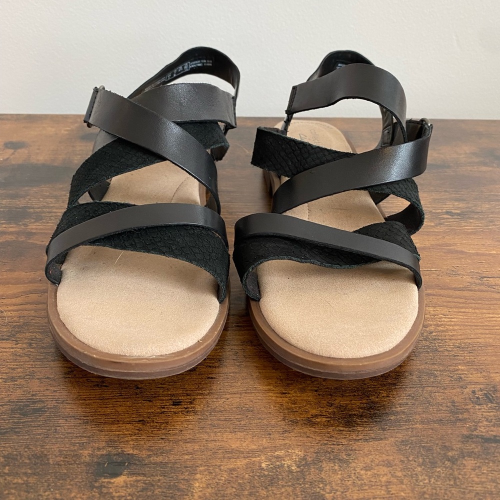 Clarks Declan Mix Black Leather Sandals - Size 7 - Picture 4 of 13